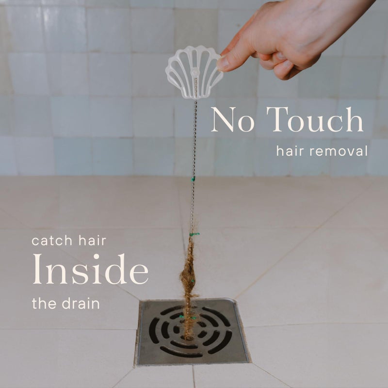 DrainWig â€‹DrainWig Shower Drain Hair Catcher â€“ Disposable White Ocean (2-Pack) â€“ No-Touch Hair Removal for Flat Shower Drains â€“ As Seen on Shark Tank - Image 2